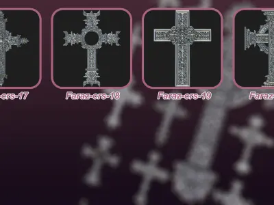 20 Christian Cross 3D Model alpha and Brush V2 3D model