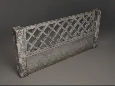 Old concrete Fence  Free low-poly 3D model
