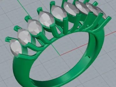 Anel 9 Pedras Navete Martell 20033 3D print model