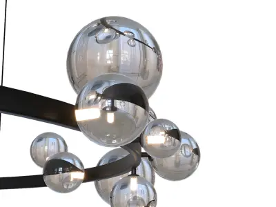 Black Glass Bubble Chandelier 3D model