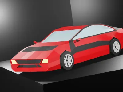 Lowpoly Sport Car - Neon Red Low-poly 3D model