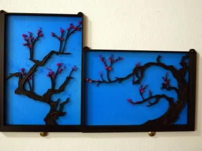 Japanese Cherry Tree Painting - Horizontal Free 3D print model