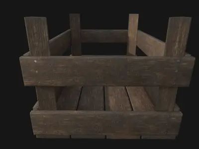 Wooden case PBR 3d model and texture Free low-poly 3D model