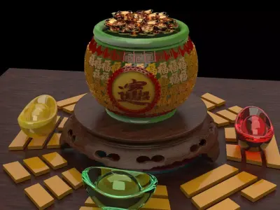 Chinese treasure pot   3D model