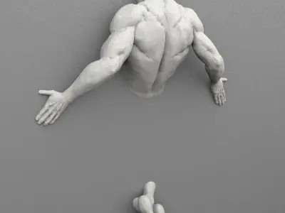 Wall Sculpture Man Pushing the Wall Printable 3D print model