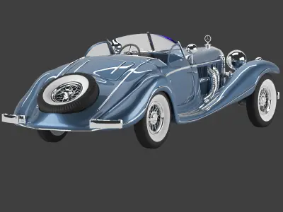Mercedes 1938 540k blueprint with open top 3D model