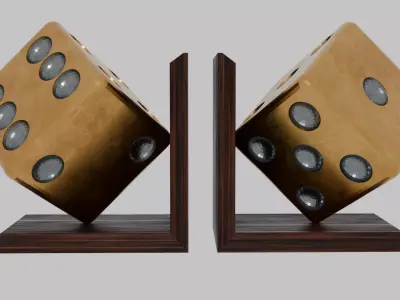 Giant Brass Dice Book Ends 3D model