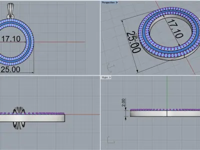 Round channel set pendant model 677 3D print model