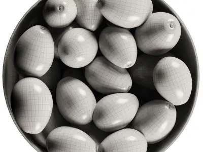 Picardy Brass  Bowl Centerpiece with Avocados 3D model