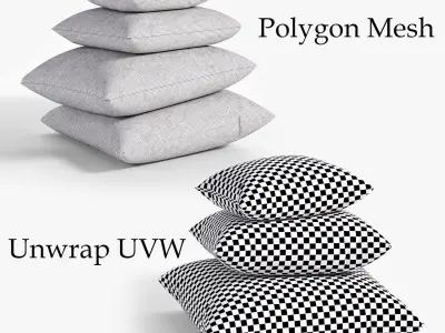 50 Decorative pillows sets  Low-poly 3D model