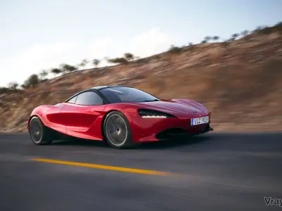 Sport car next to shore scene SWR 3D model