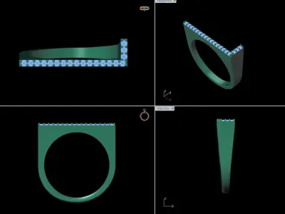 alphabet jewelry ring diamond letter L 3D print model