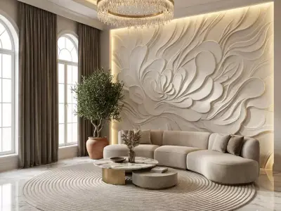 modern panel wall decor set relief stl mural CNC 189 3D model