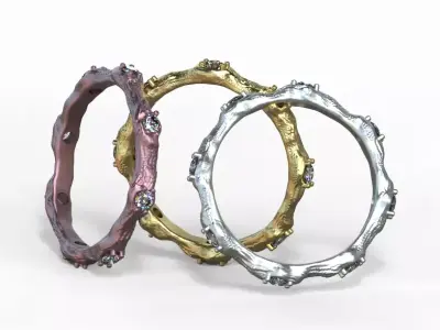  Organic shaped Jewellery Diamond Ring 3D print model