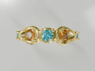 Gold Cascade Multicolor Ring - 3D Free print ready  Free 3D print model