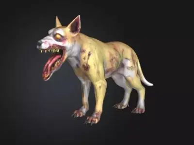 Zombie Dog 3D Low-Poly Horror Sculpture Free 3D print model