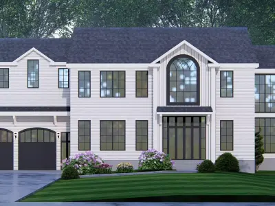 American Exterior House Design  Classic Modern Country Home  3D model