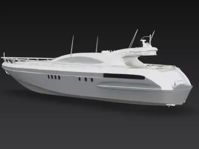 Modern White Sport Yacht Exterior - Luxury Motor Boat 3D Model 3D print model