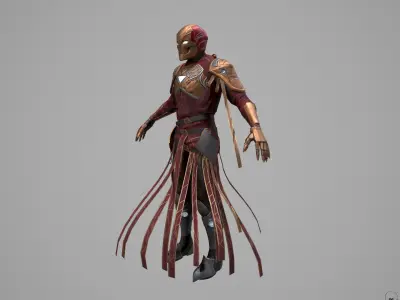 Sorcerer iron man in costume Low-poly 3D model