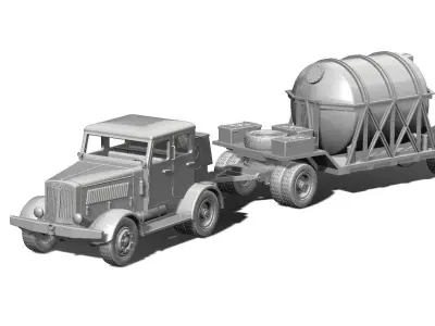 Hanomag SS-100 Gigant and  A-stoff trailer for V2 Rockets 3D print model