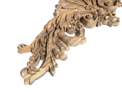 Cartouche-020 ornately carved wooden crown molding 3D model