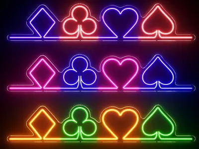 Playing Cards Neon Sign 3D model