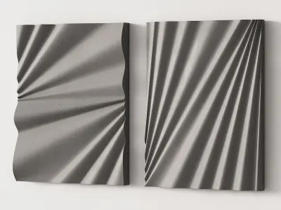 282 decorative wall art 14 waves gypsum wall sculpture 01 3D model