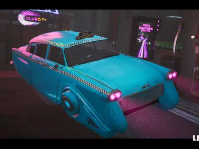 Driveable Animated Cyberpunk Futuristic Vehicles Set  Low-poly 3D model