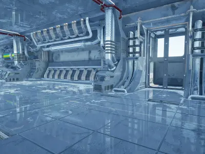 Scifi Corridor Orbit - Unreal Engine Project Low-poly 3D model