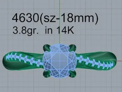 Round Diamond Twisted Ring 4630 3D print model