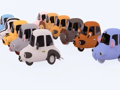 Animal Car Toys Pack 01 Low-poly 3D model