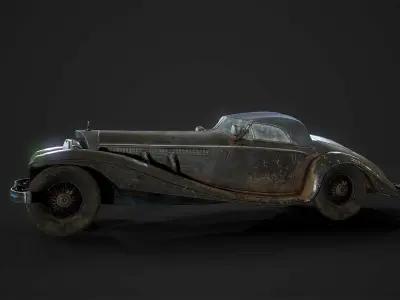 Old Wrecked car Low-poly 3D model