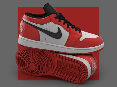 Nike Jordan Sneakers Low Red 3D model
