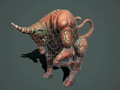 Statue bull Low-poly 3D model