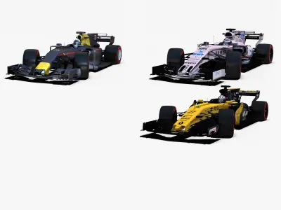 Formula 2017 cars pack 4 Low-poly 3D model