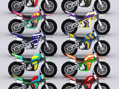 3DRT-Chibii racers - Dirt bikes Low-poly 3D model