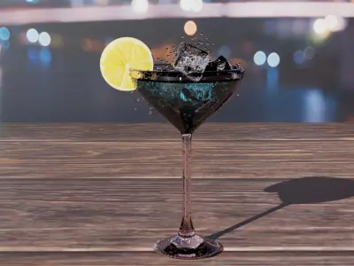 Realistic VODKA BOTTLE  with DRINK GLASSES 3D model