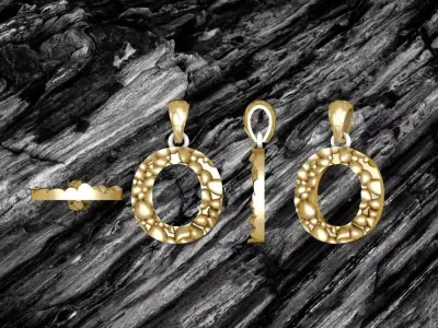 O LETTER Alphabet ROCKS PENDANT 3D print model 3D print model