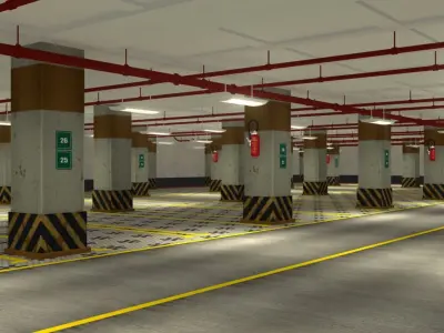 Parking interior of garage 3D model