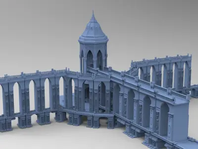 Steampunk Bridge Medieval 1 3D model