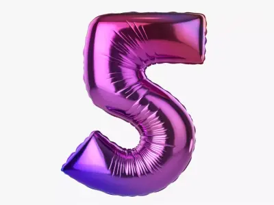 Foil balloon number five 5 3D model