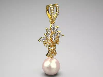 Diamond and Pearl Gold STL Pendant Model pp0056 3D print model
