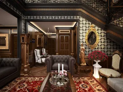 Classic Livingroom and Diningroom 3D model