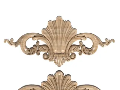 Cartouche-026 set of ornate wood carvings 3D model