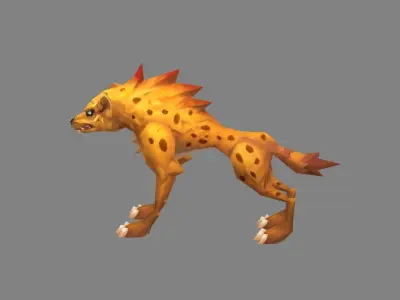 Cartoon hyena - jackal  Low-poly 3D model