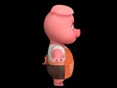 Asset - Cartoons - Animal - Pig - Rig 3D model