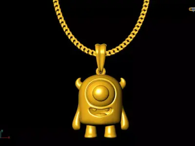 little monster pendant charms - one inch pendant 3D print model