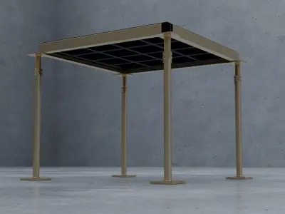 3D Raised Perforated Panel with pedestal and stringer Model 3D model