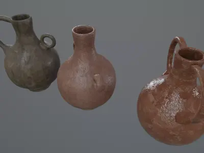 Collection of Ancient Clay Pitcher Low-poly 3D model