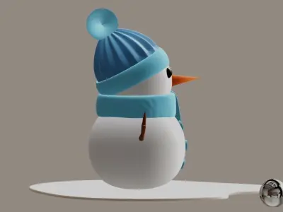 Snow man 3d model Low-poly 3D model